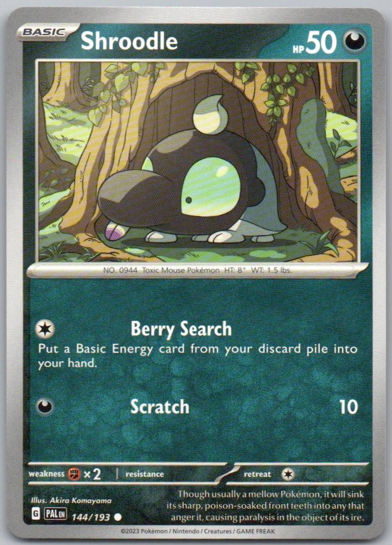 Shroodle 144 Normal Darkness Card - Paldea Evolved