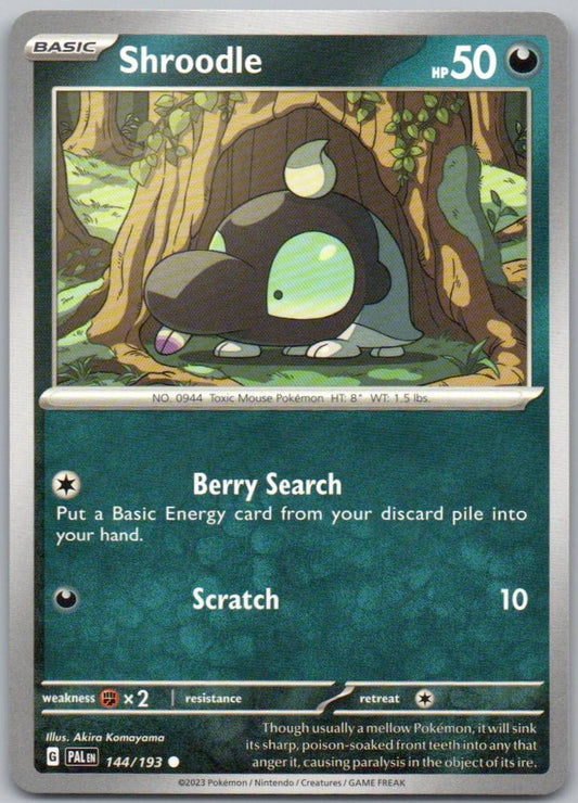 Shroodle 144 Normal Darkness Card - Paldea Evolved