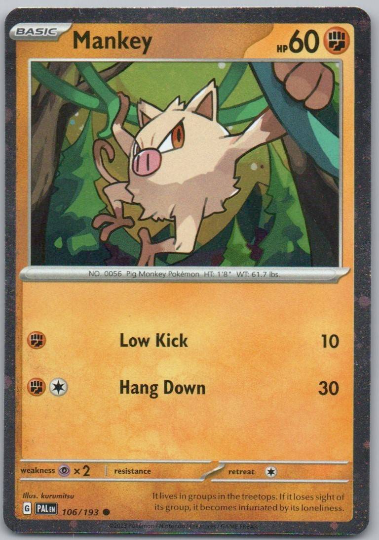 Mankey 106 Cosmos Fighting Card - Paldea Evolved