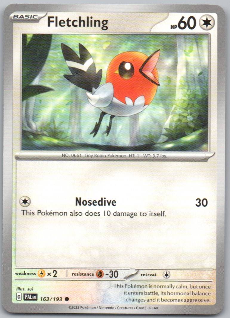 Fletchling 163 Normal Colorless Card - Paldea Evolved