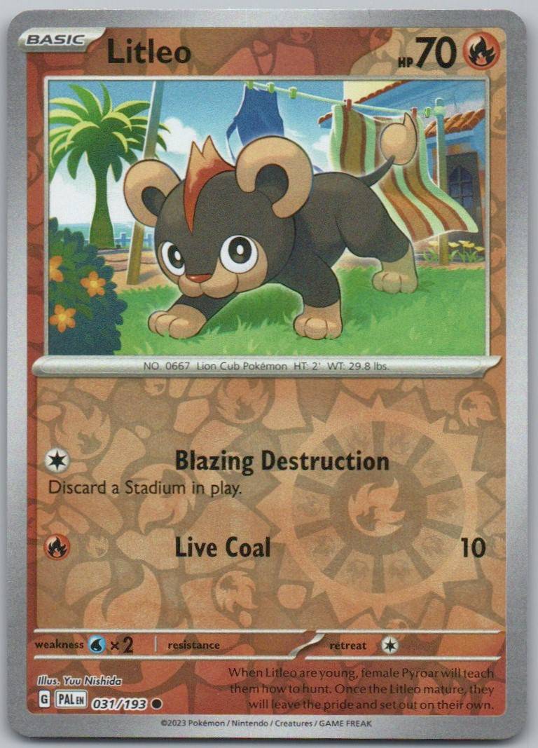 Litleo 031 Reverse Holo Fire Card - Paldea Evolved