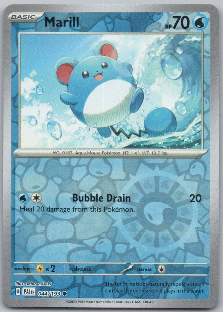 Marill 044 Reverse Holo Water Card - Paldea Evolved