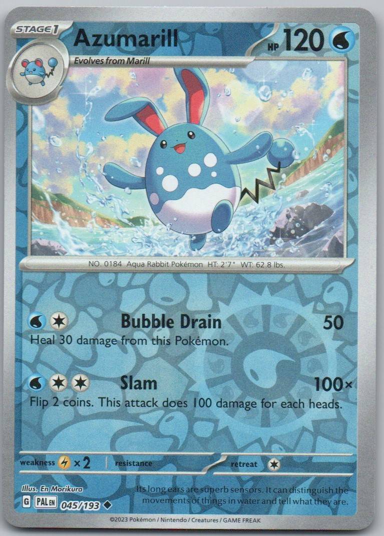Azumarill 045 Reverse Holo Water Card - Paldea Evolved