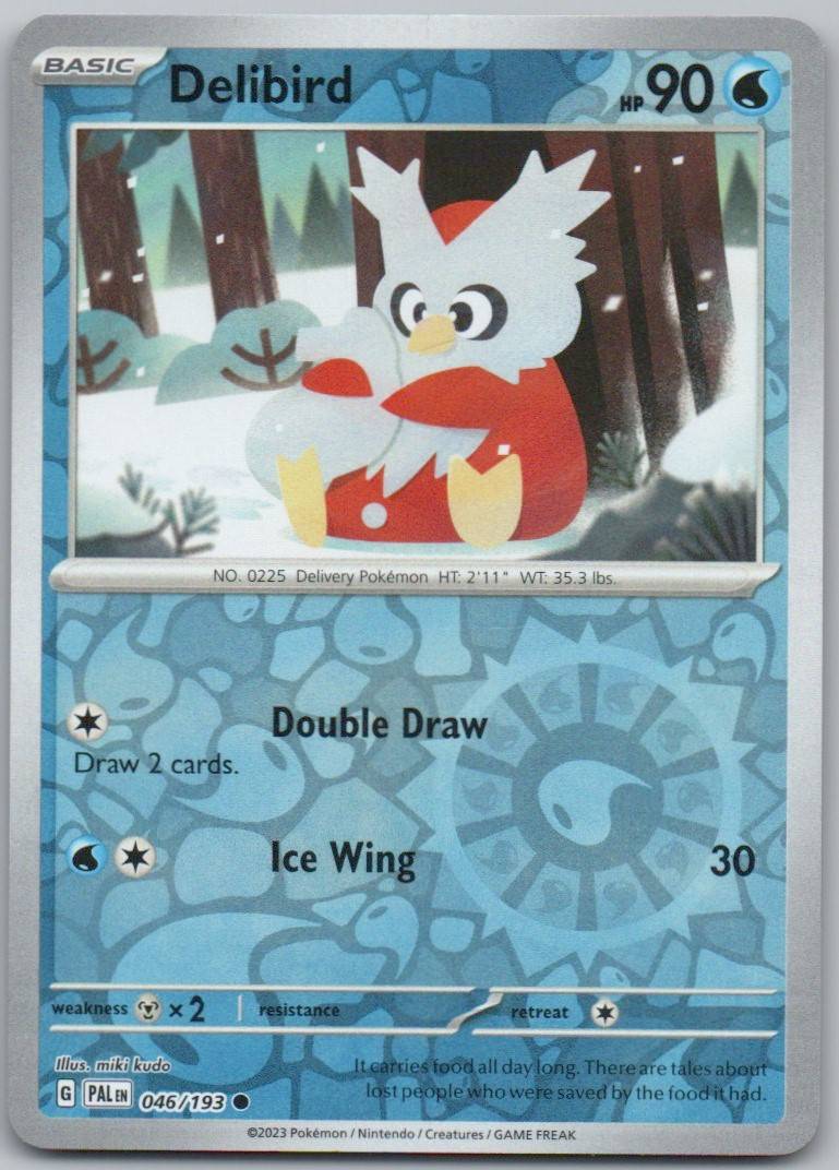 Delibird 046 Reverse Holo Water Card - Paldea Evolved