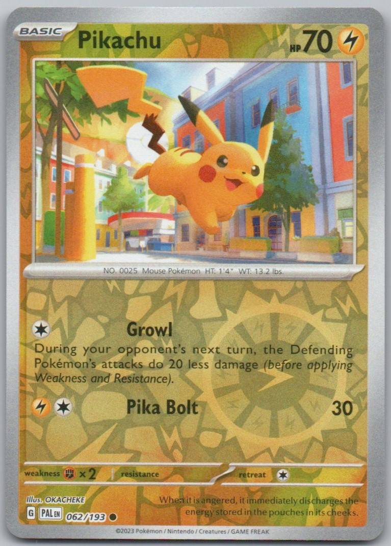 Pikachu 062 Reverse Holo Lightning Card - Paldea Evolved