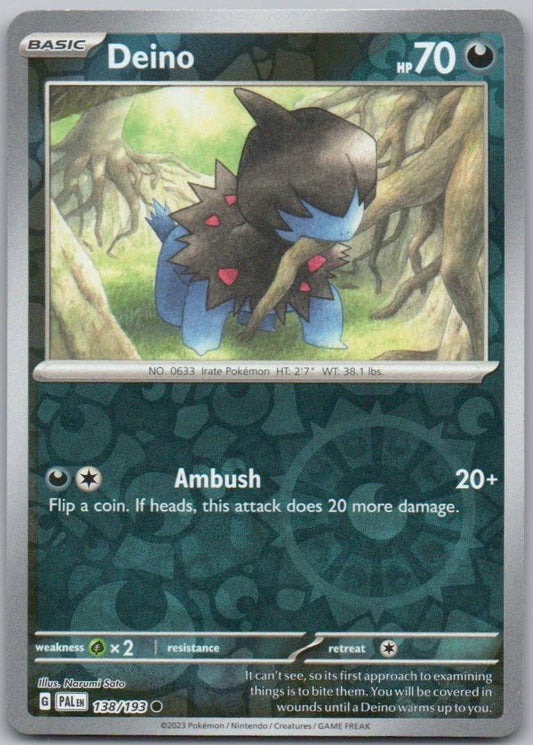 Deino 138 Reverse Holo Darkness Card - Paldea Evolved