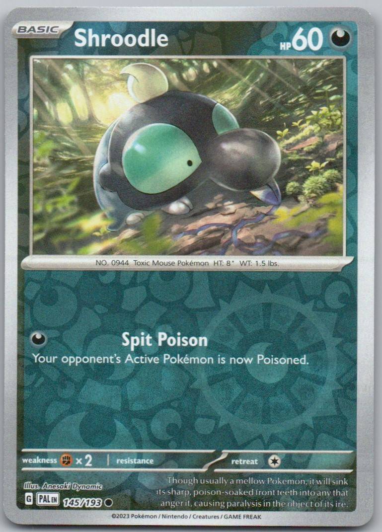 Shroodle 145 Reverse Holo Darkness Card - Paldea Evolved