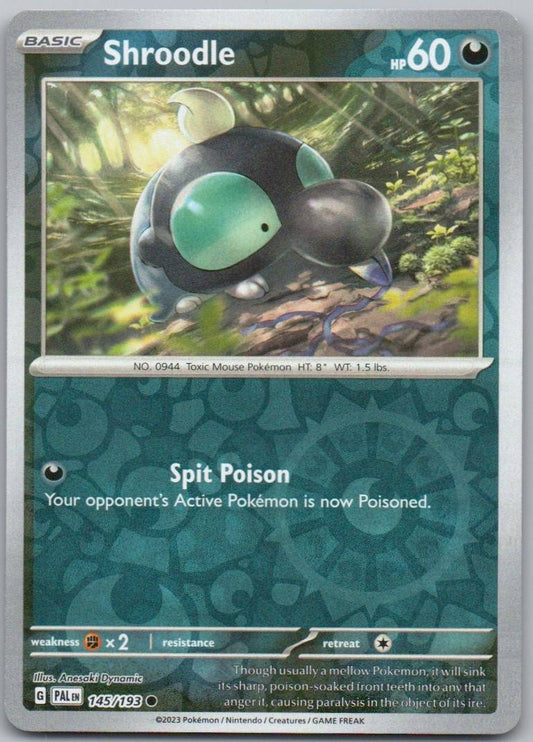 Shroodle 145 Reverse Holo Darkness Card - Paldea Evolved
