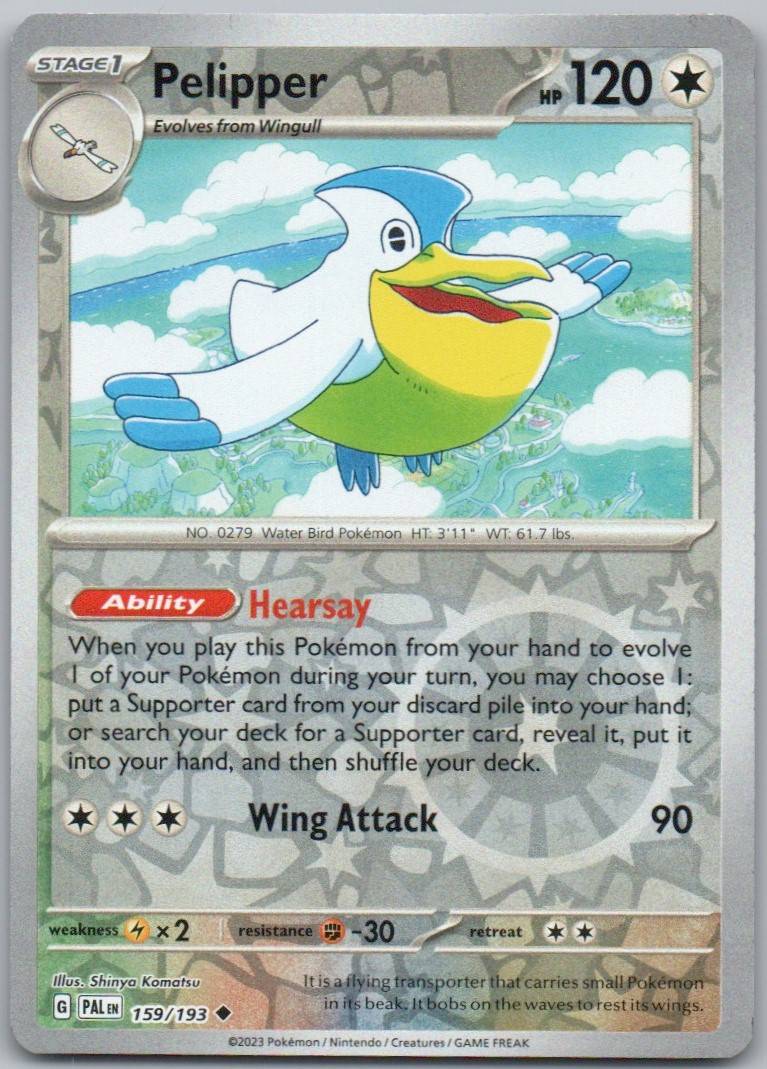 Pelipper 159 Reverse Holo Colorless Card - Paldea Evolved