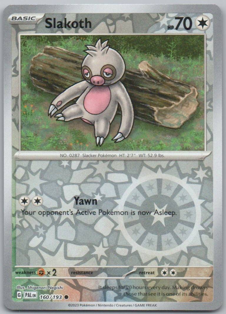 Slakoth 160 Reverse Holo Colorless Card - Paldea Evolved
