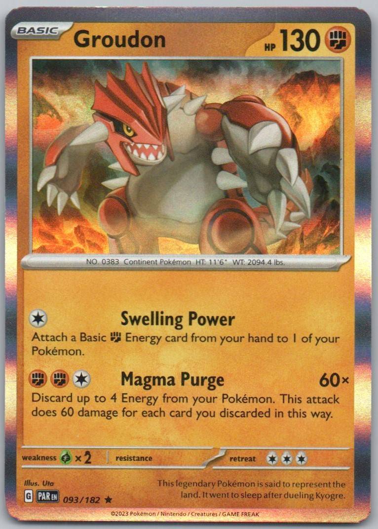 Groudon 093 Holo Fighting Card - Paradox Rift