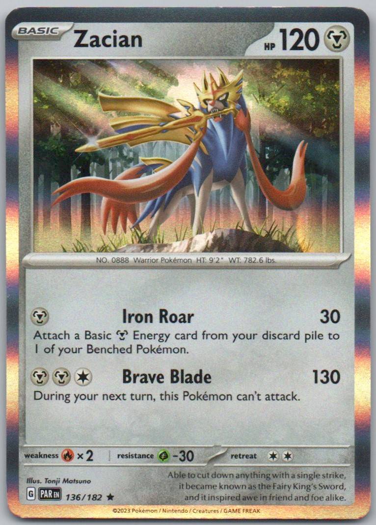 Zacian 136 Holo Steel Card - Paradox Rift