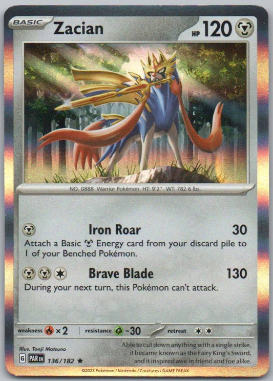 Zacian 136 Holo Steel Card - Paradox Rift