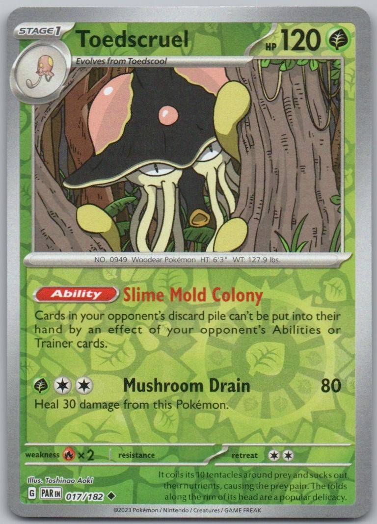Toedscruel 017 Reverse Holo Grass Card - Paradox Rift