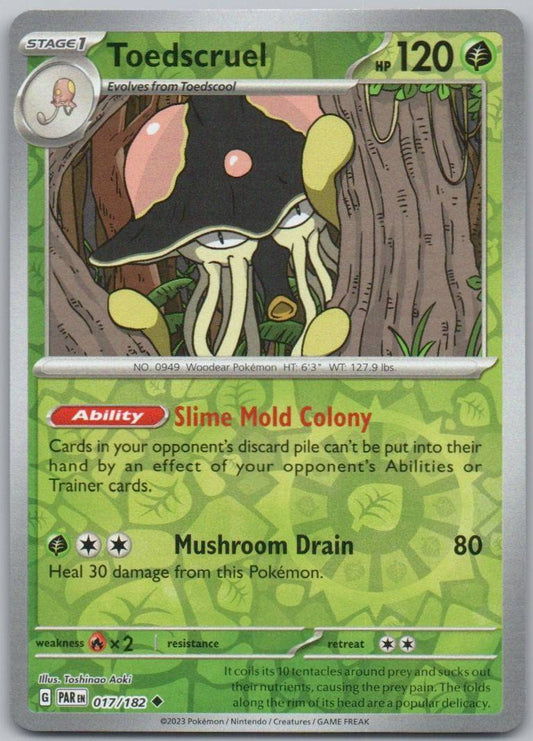 Toedscruel 017 Reverse Holo Grass Card - Paradox Rift