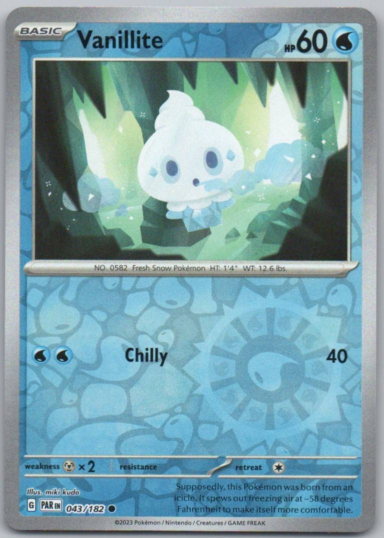 Vanillite 043 Reverse Holo Water Card - Paradox Rift