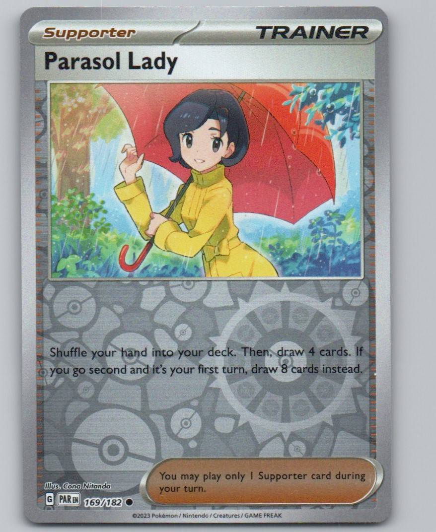Parasol Lady 169 Reverse Holo Trainer Card - Paradox Rift