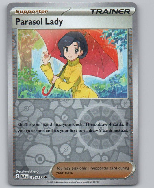 Parasol Lady 169 Reverse Holo Trainer Card - Paradox Rift
