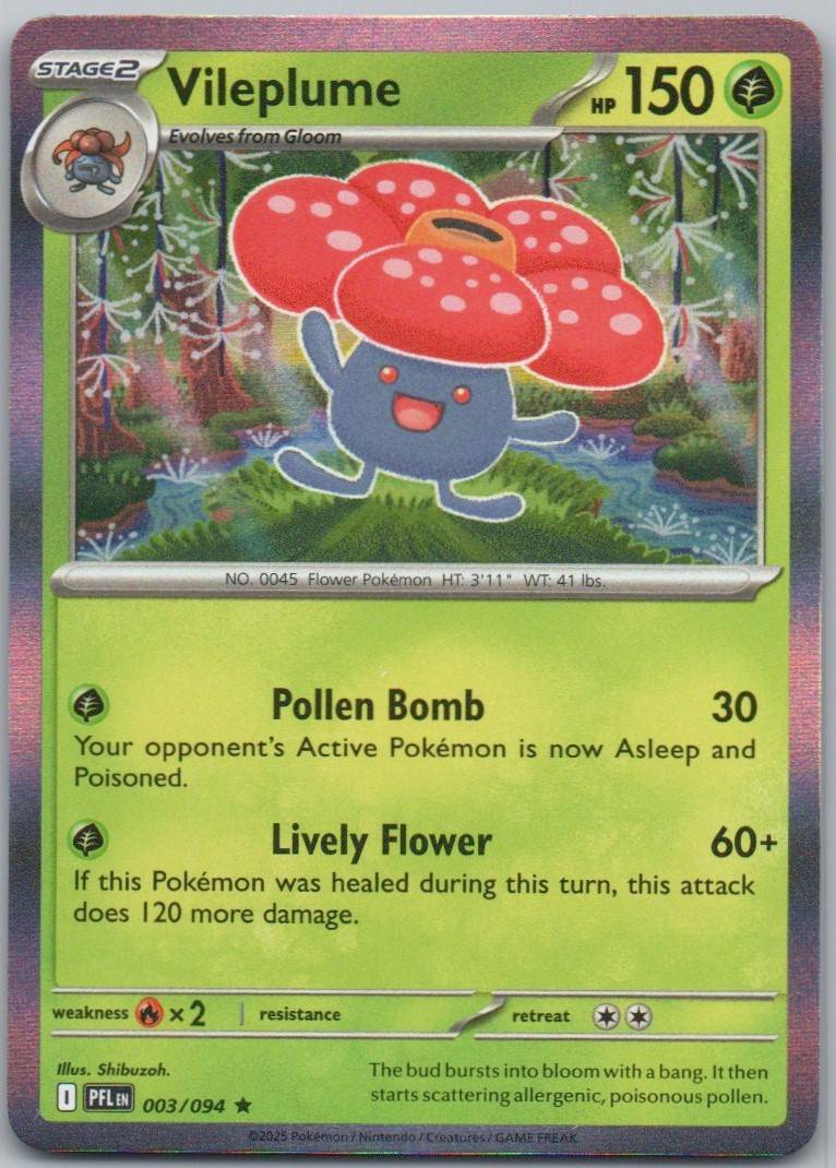Vileplume 003 Holo Grass Card - Phantasmal Flames