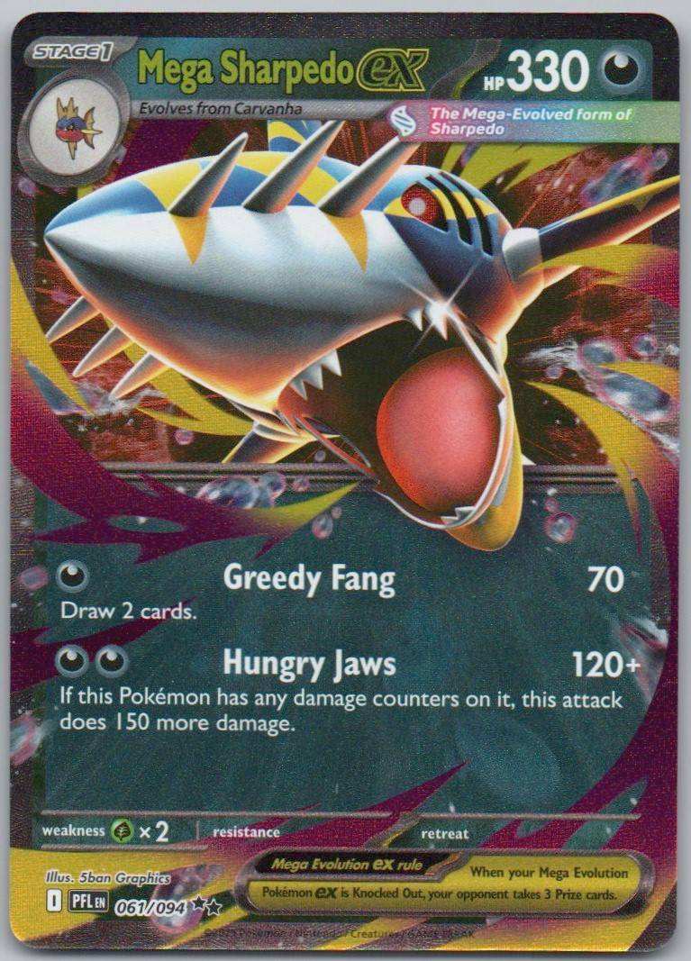 Mega Sharpedo EX 061 Holo Darkness Card - Phantasmal Flames