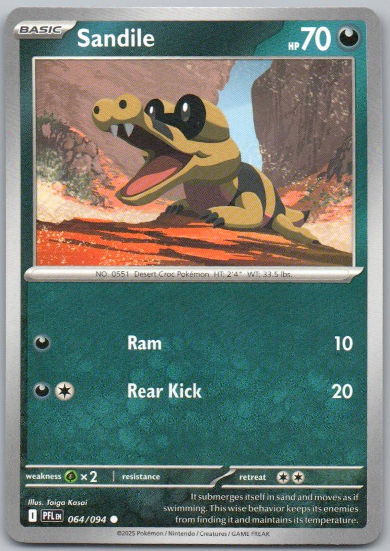 Sandile 064 Normal Darkness Card - Phantasmal Flames