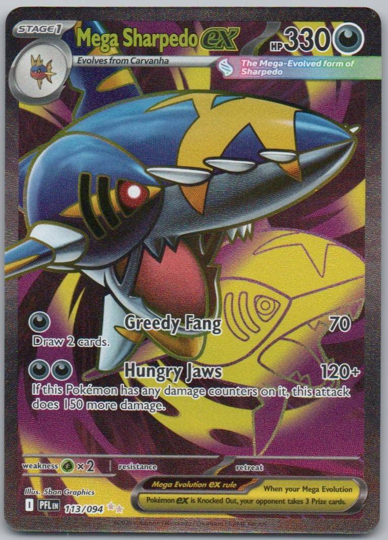 Mega Sharpedo EX 113 Holo Darkness Card - Phantasmal Flames