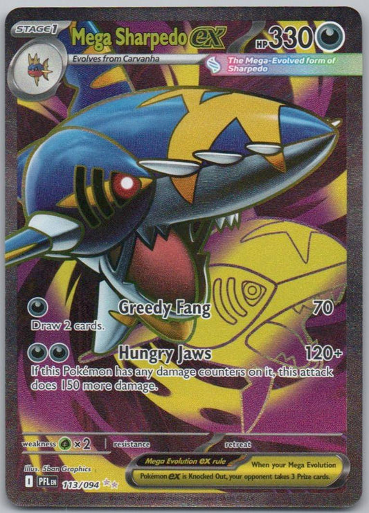 Mega Sharpedo EX 113 Holo Darkness Card - Phantasmal Flames