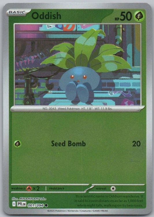 Oddish 001 Reverse Holo Grass Card - Phantasmal Flames
