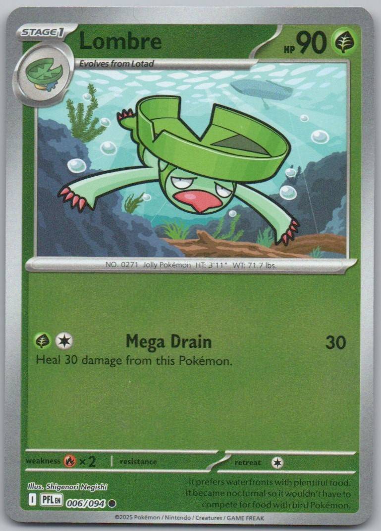 Lombre 006 Reverse Holo Grass Card - Phantasmal Flames