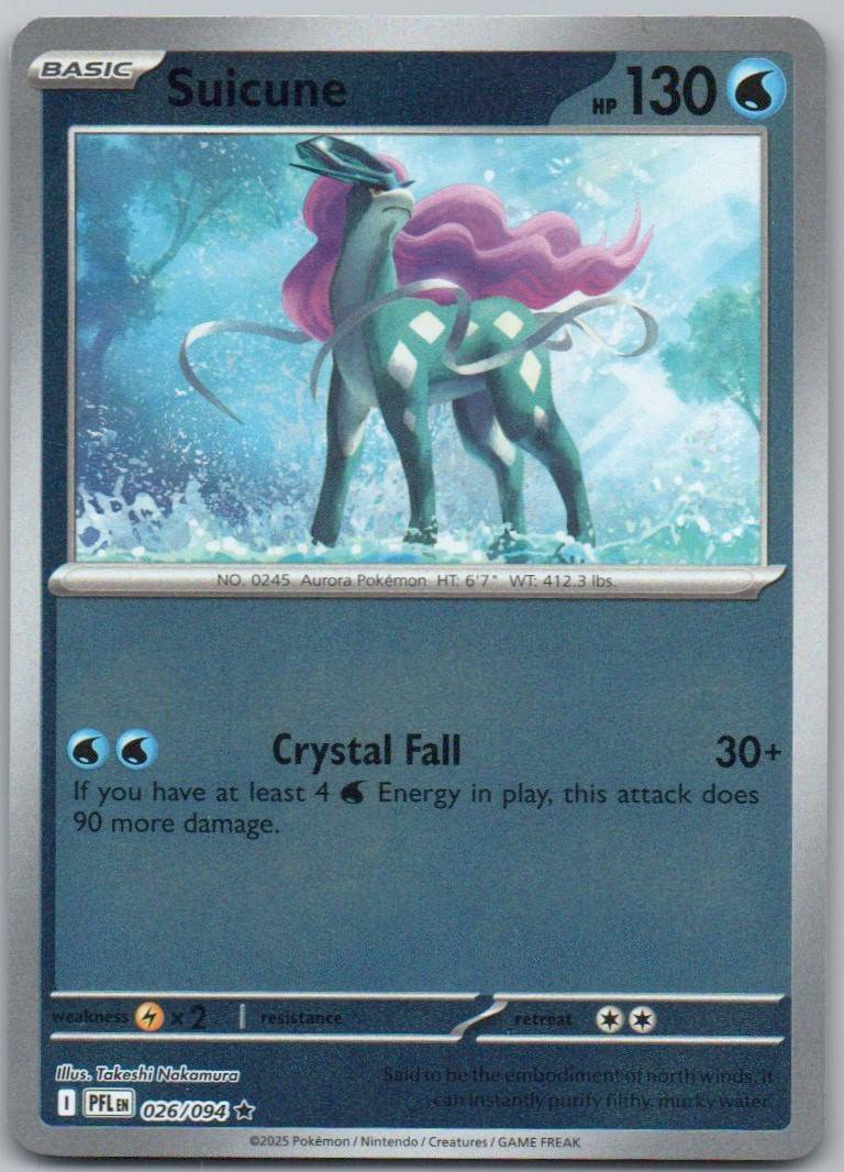 Suicune 026 Reverse Holo Water Card - Phantasmal Flames