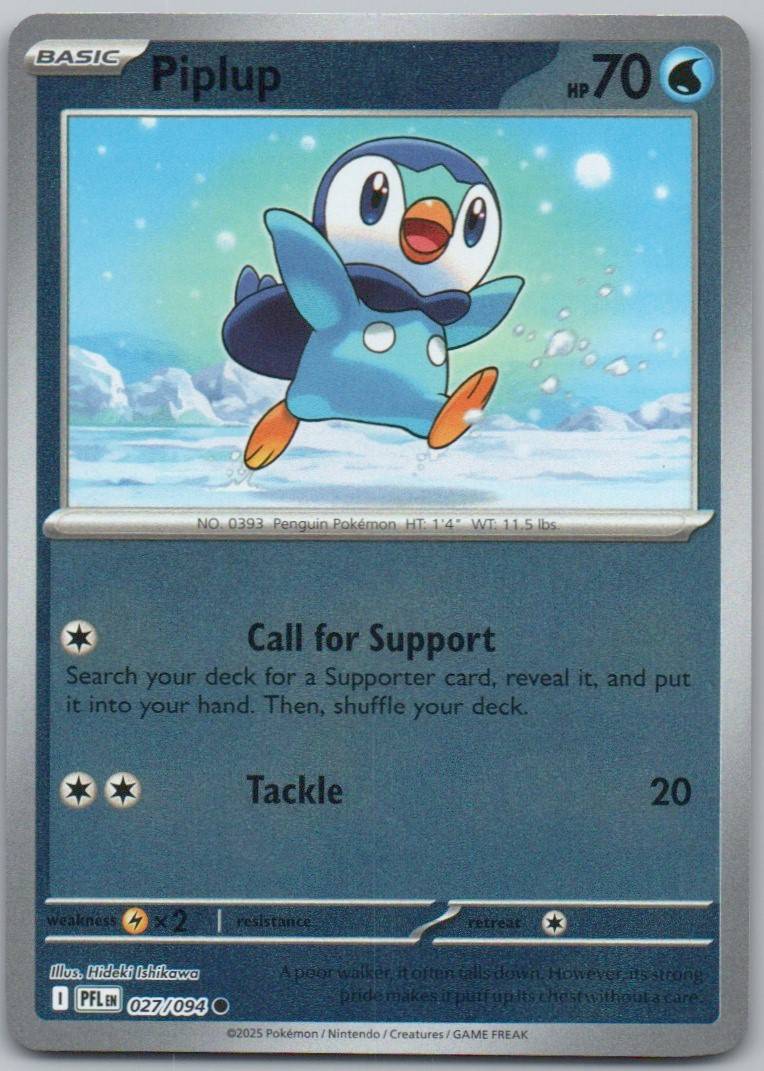 Piplup 027 Reverse Holo Water Card - Phantasmal Flames