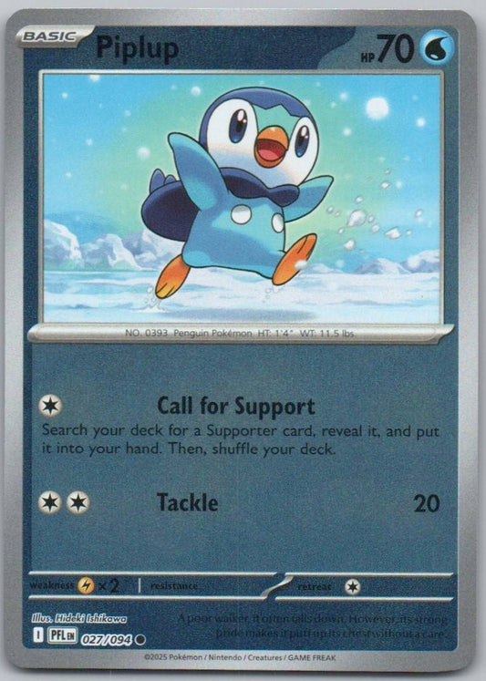 Piplup 027 Reverse Holo Water Card - Phantasmal Flames