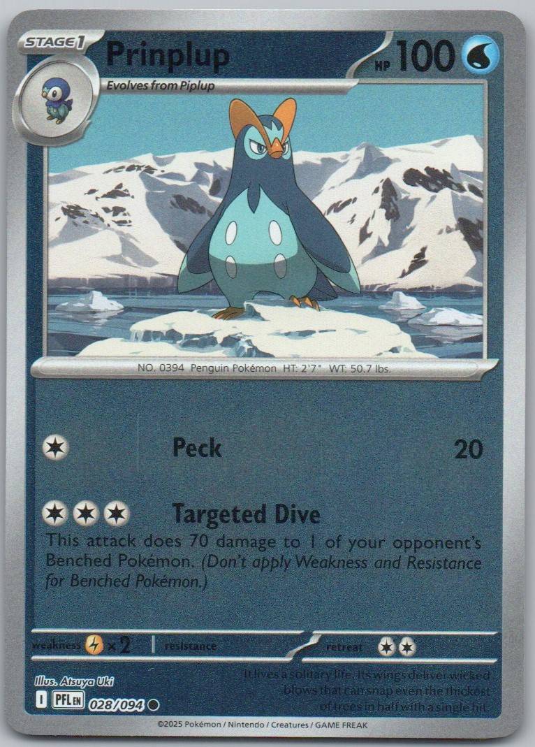 Prinplup 028 Reverse Holo Water Card - Phantasmal Flames