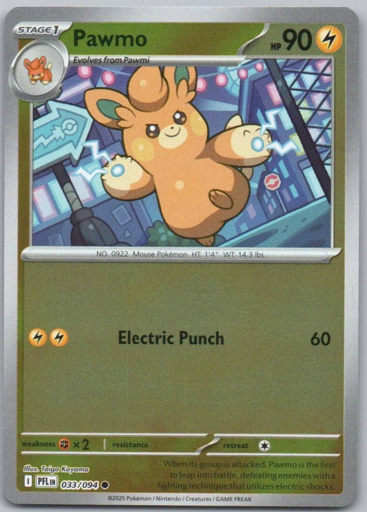 Pawmo 033 Reverse Holo Lightning Card - Phantasmal Flames