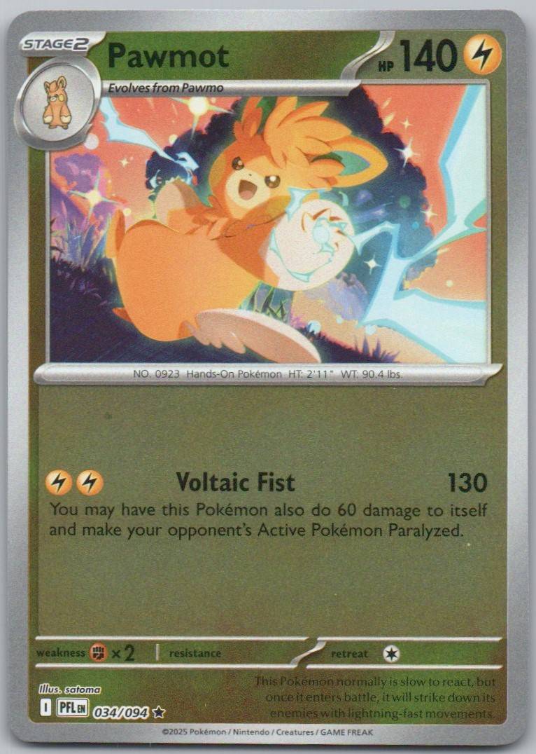 Pawmot 034 Reverse Holo Lightning Card - Phantasmal Flames