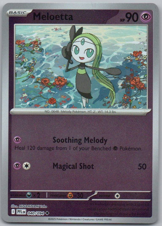Meloette 040 Reverse Holo Psychic Card - Phantasmal Flames