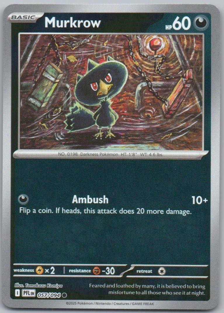 Murkrow 057 Reverse Holo Darkness Card - Phantasmal Flames