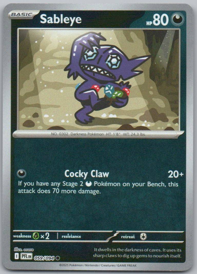 Sableye 059 Reverse Holo Darkness Card - Phantasmal Flames