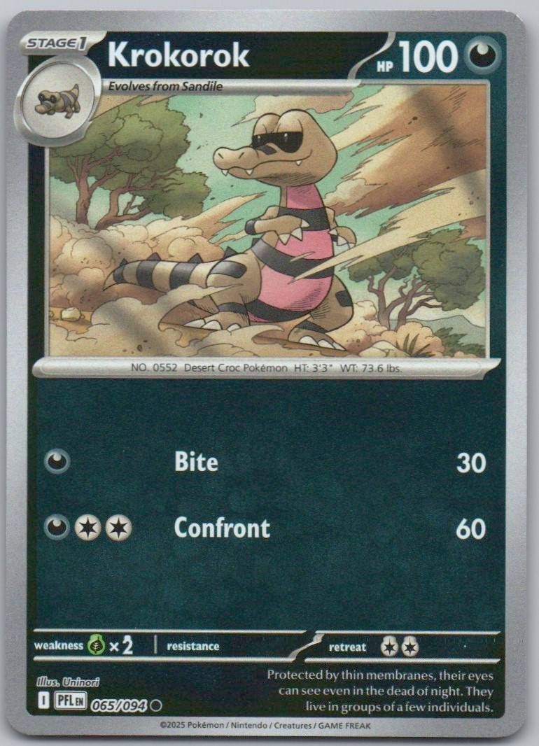 Krokorok 065 Reverse Holo Darkness Card - Phantasmal Flames