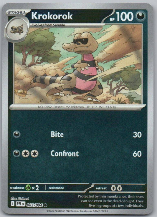 Krokorok 065 Reverse Holo Darkness Card - Phantasmal Flames