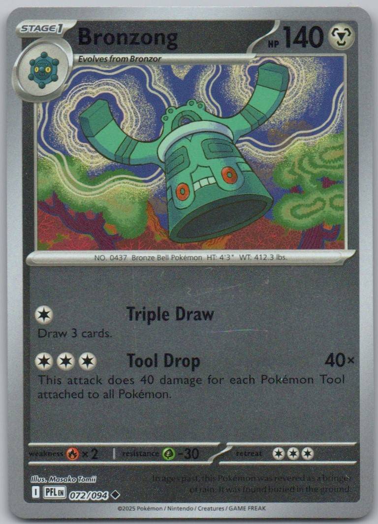 Bronzong 072 Reverse Holo Steel Card - Phantasmal Flames