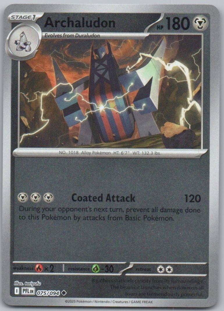 Archaludon 075 Reverse Holo Steel Card - Phantasmal Flames