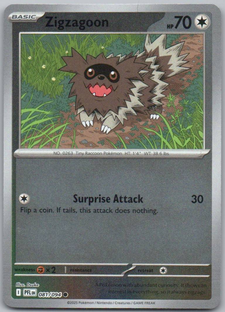 Zigzagoon 081 Reverse Holo Colorless Card - Phantasmal Flames