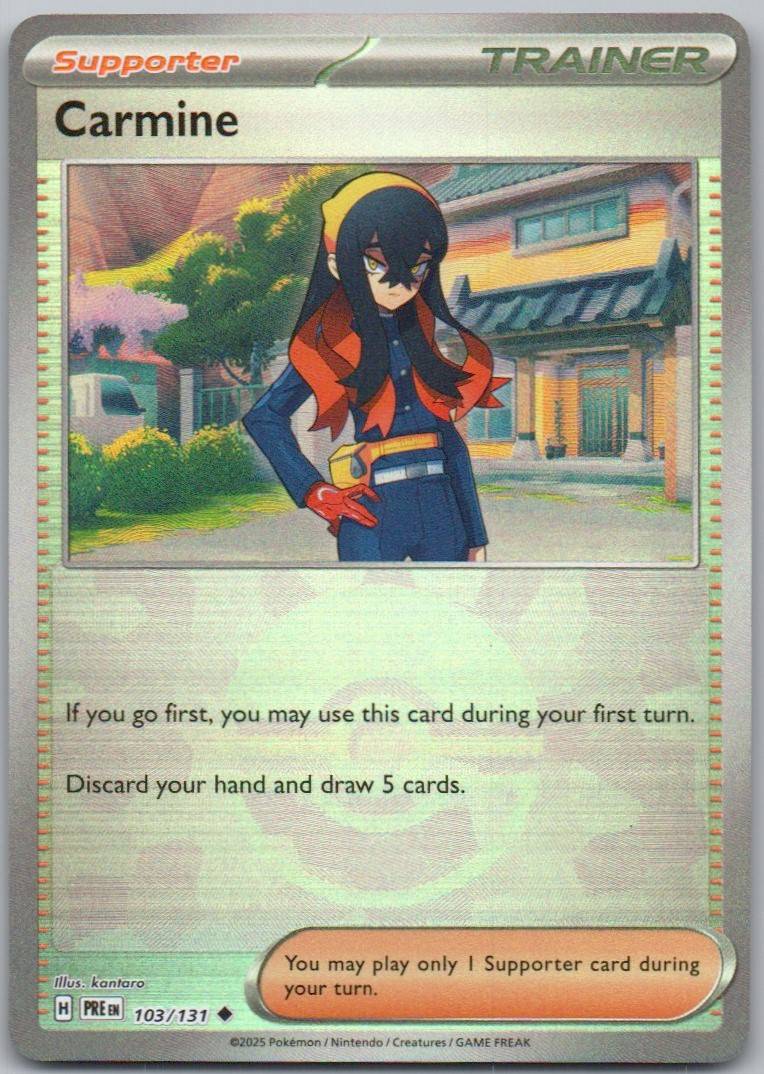 Carmine 103 Poke Ball Trainer Card - Prismatic Evolutions