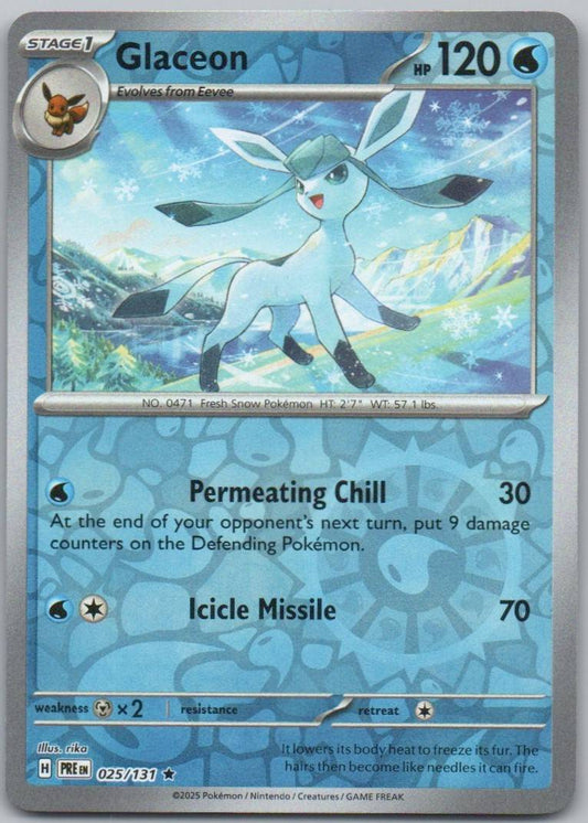 Glaceon 025 Reverse Holo Water Card - Prismatic Evolutions