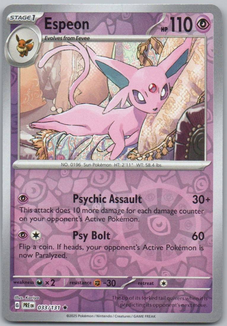 Espeon 033 Reverse Holo Psychic Card - Prismatic Evolutions