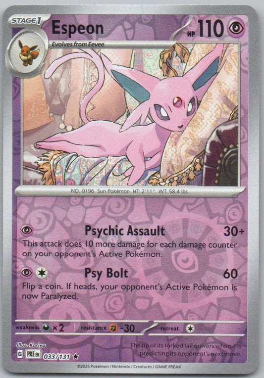 Espeon 033 Reverse Holo Psychic Card - Prismatic Evolutions