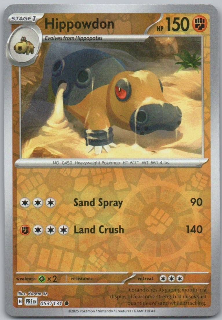 Hippowdon 053 Reverse Holo Fighting Card - Prismatic Evolutions