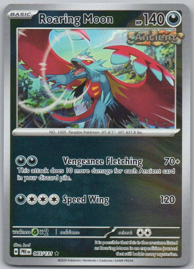 Roaring Moon 065 Reverse Holo Darkness Card - Prismatic Evolutions