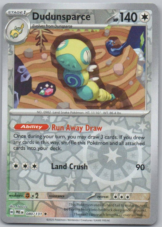 Dudunsparce 080 Reverse Holo Colorless Card - Prismatic Evolutions